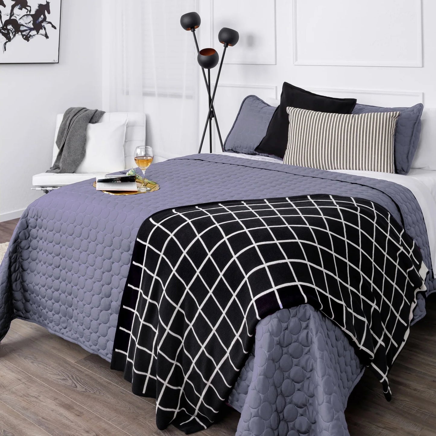 Circles Classic Quilt Set, Denim