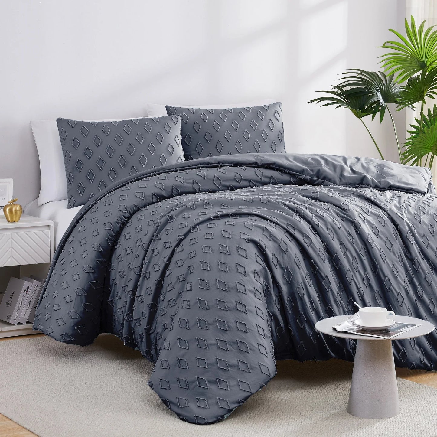 Diamond Pattern Duvet Cover Set, Slate