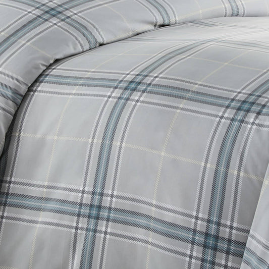 Simple Plaid Comforter Set, Grey