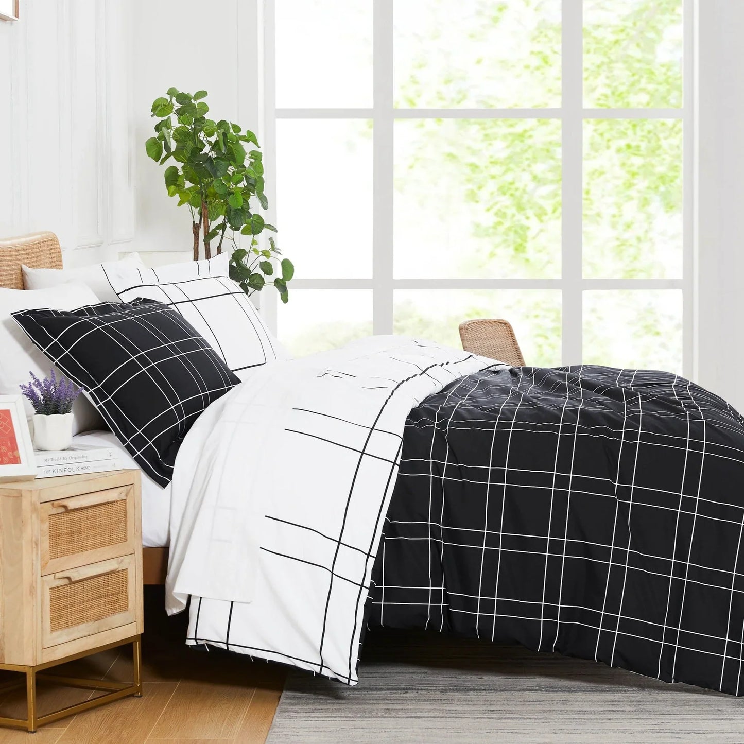 Simple Squares Reversible Comforter Set