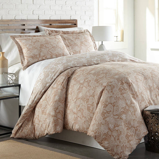 Madeline Print Duvet Slip Cover Set, Taupe