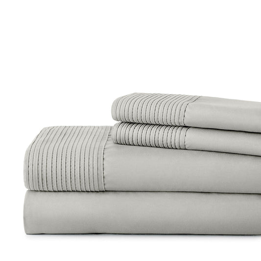 Pintuck Luxe Microfiber 6 Piece Sheet Set, Grey