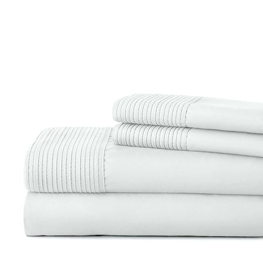 Pintuck Luxe Microfiber 6 Piece Sheet Set, White