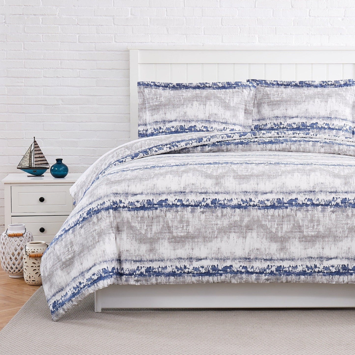 Horizon Abstract Duvet Cover Set, Blue