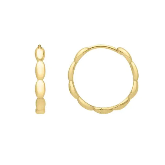 14K Medium Rice Huggie Hoop Earrings