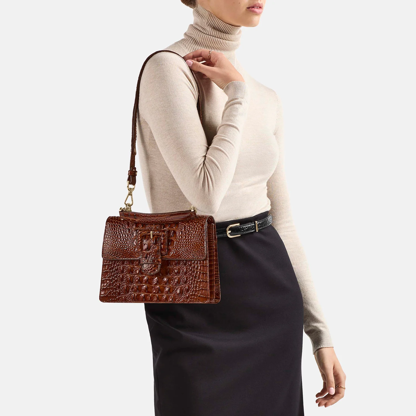 Brahmin Melbourne Collection Small Hallie Satchel, Brindle